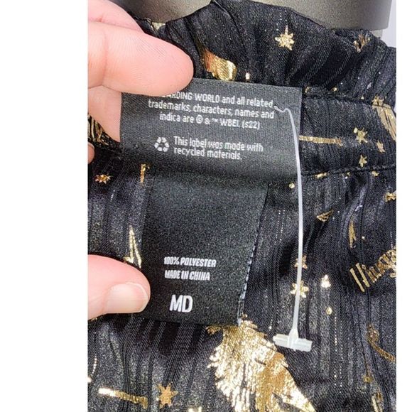 Harry Potter Women's Sheer Black Button-Up Blouse with Gold Feathers Size M - Picture 3 of 11